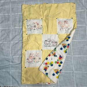 Vintage Baby Blanket Farm Animals‎ Clowns Quilt 80s 90s Baby Quilt